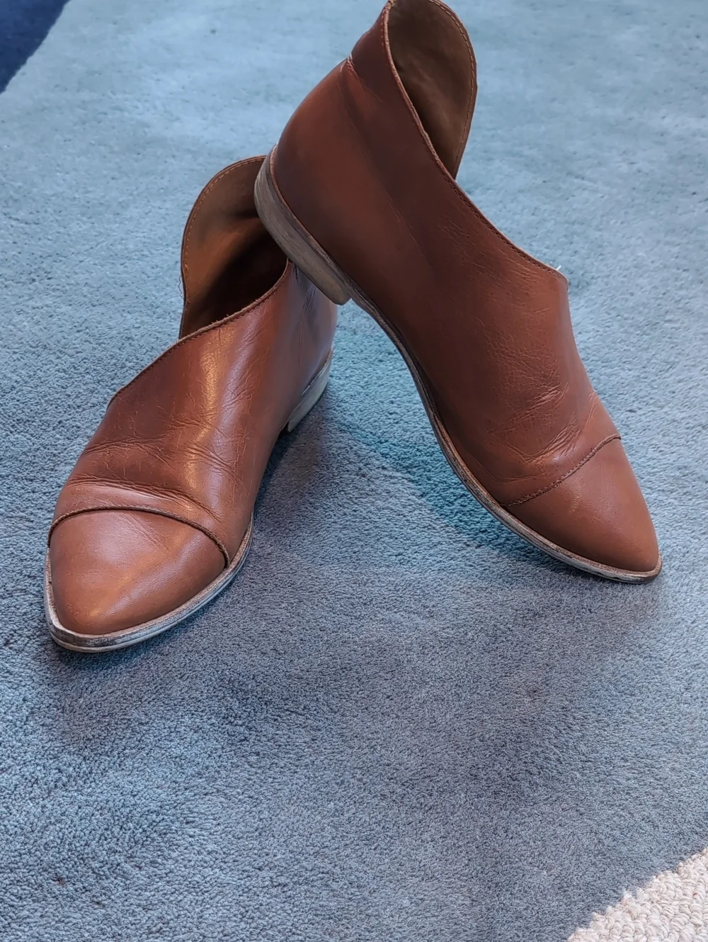 Free People Women's Royale Flat In Tan Brown Leather